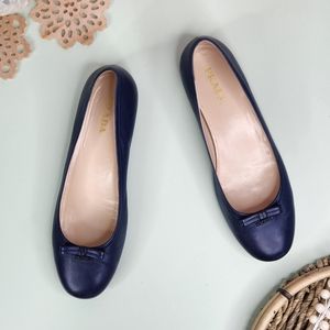 Prada Royal Nappa Leather Bow Ballet Flat